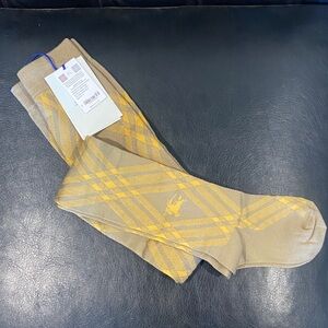 Burberry Wool Tights with Yellow Argyle Pattern